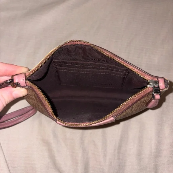 Pink and Brown Coach Wristlet - Picture 3 of 3